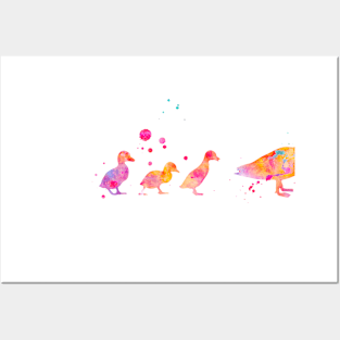 Ducklings Watercolor Painting Posters and Art